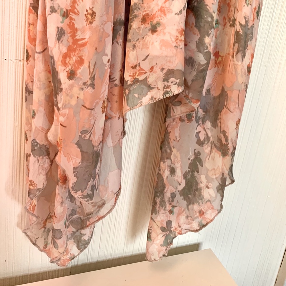 High-Low Floral Racerback Mock neck dress